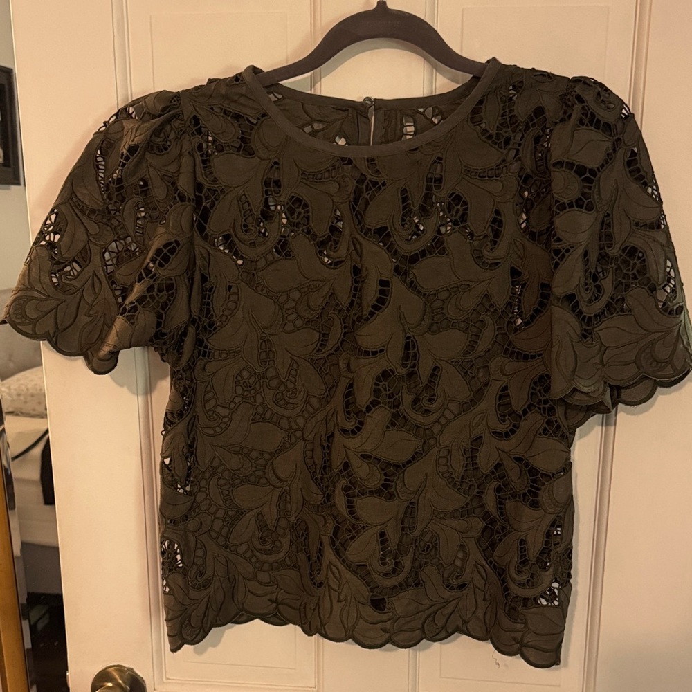 Express Olive Lace Blouse